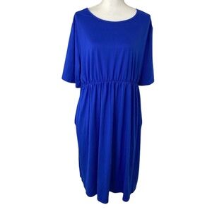 Allegrace Blue Scrunch Waist Skater Dress